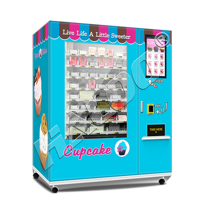 Ανελκυστήρων συστημάτων ψυγείων αυτόματη Cupcake πώλησης μηχανών μηχανή πώλησης τροφίμων σαλάτας φρέσκια με την οθόνη αφής 21.5inch