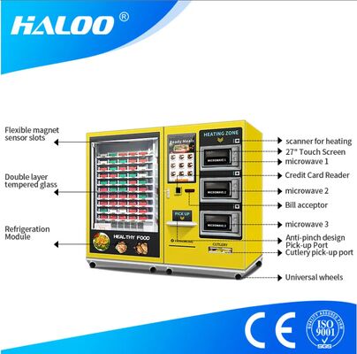 32 ιντσών οθόνη αφής μεγάλης χωρητικότητας ημιαυτόματη μηχανή με 3 φούρνους μικροκυμάτων, προσαρμόσιμα αυτοκόλλητα για ολόκληρο το μηχάνημα