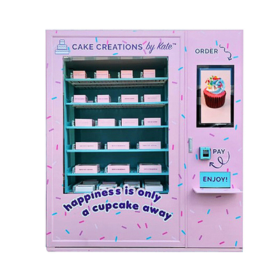 8 τα ράφια ψεκάζουν τη μηχανή πώλησης Cupcake με τον ανελκυστήρα και το ψυγείο